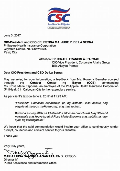 Commendations for Quality Public Service